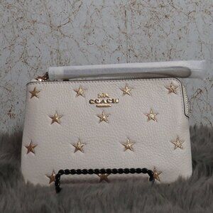 Coach Star Print Corner Zip Wristlet (Chalk)